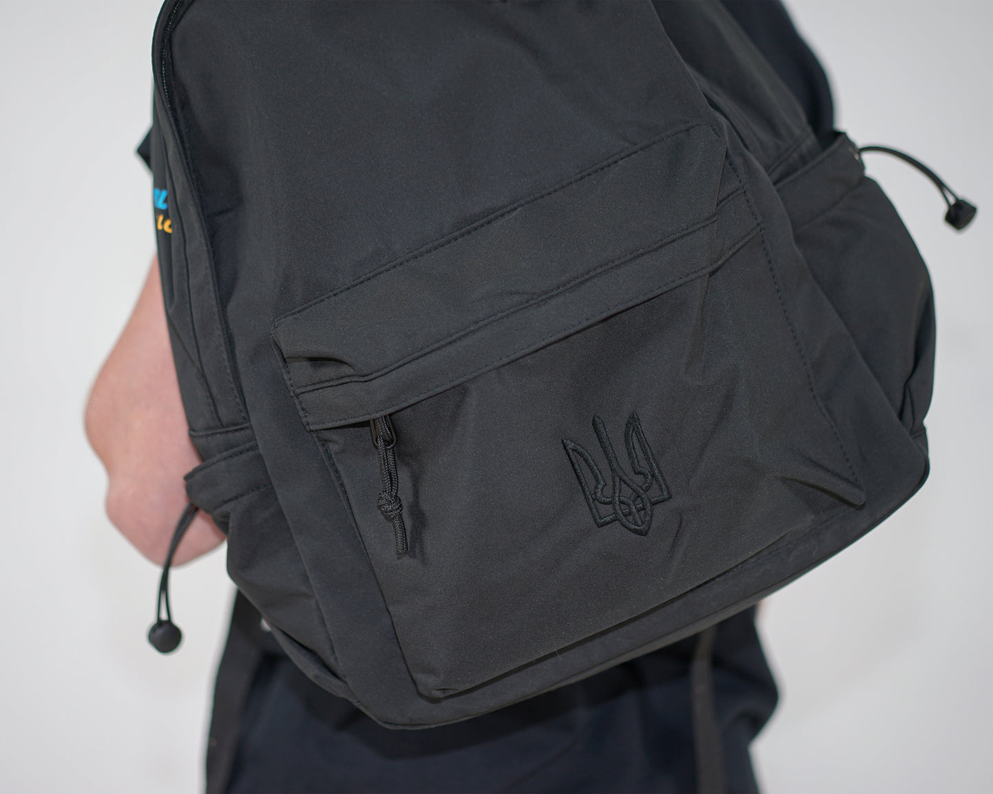 Backpack with Black Embroidered Truzyb | Ukrainian Trident Backpack