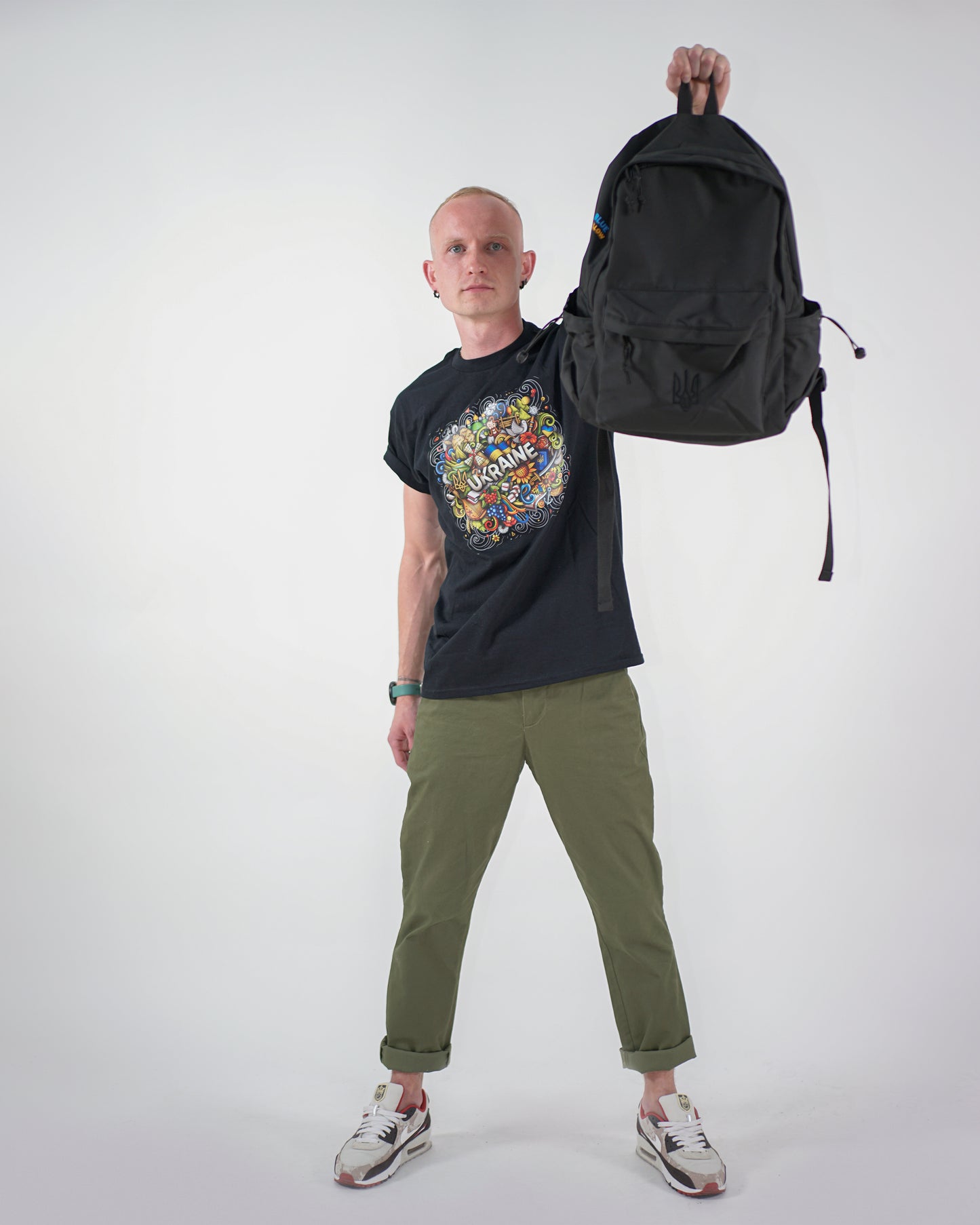 Backpack with Black Embroidered Truzyb | Ukrainian Trident Backpack